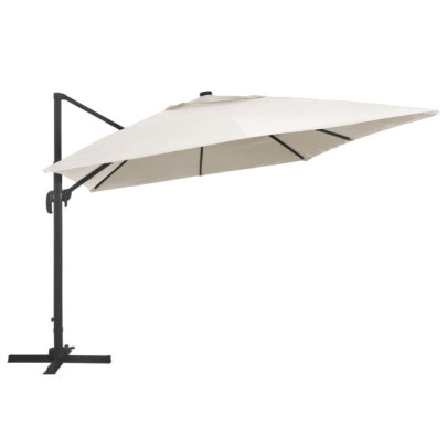 Umbrelă Consolă cu LED, Aluminiu Nisipiu, 400x300cm