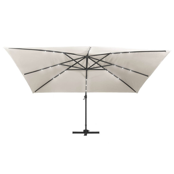 Umbrelă Consolă cu LED, Aluminiu Nisipiu, 400x300cm