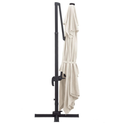 Umbrelă Consolă cu LED, Aluminiu Nisipiu, 400x300cm