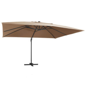 Umbrelă în Consolă cu LED 400x300cm - Aluminiu Taupe | Livrare Gratuită