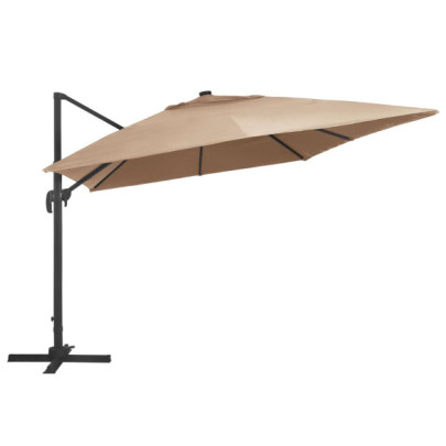 Umbrelă în Consolă cu LED 400x300cm - Aluminiu Taupe | Livrare Gratuită