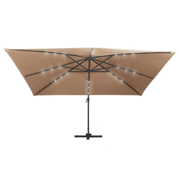 Umbrelă în Consolă cu LED 400x300cm - Aluminiu Taupe | Livrare Gratuită