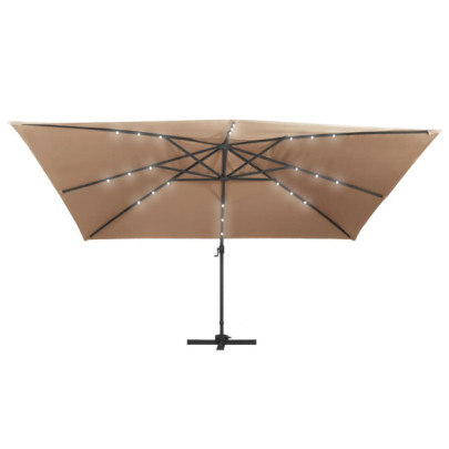 Umbrelă în Consolă cu LED 400x300cm - Aluminiu Taupe | Livrare Gratuită