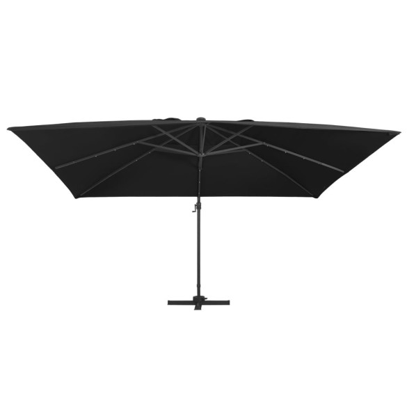 Umbrelă suspendată cu LED și stâlp aluminiu negru 400x300 cm Umbrelă suspendată cu LED și stâlp aluminiu negru 400x300 cm