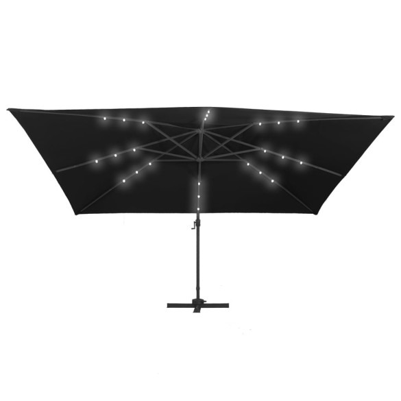 Umbrelă suspendată cu LED și stâlp aluminiu negru 400x300 cm Umbrelă suspendată cu LED și stâlp aluminiu negru 400x300 cm