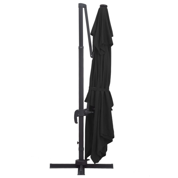 Umbrelă suspendată cu LED și stâlp aluminiu negru 400x300 cm Umbrelă suspendată cu LED și stâlp aluminiu negru 400x300 cm