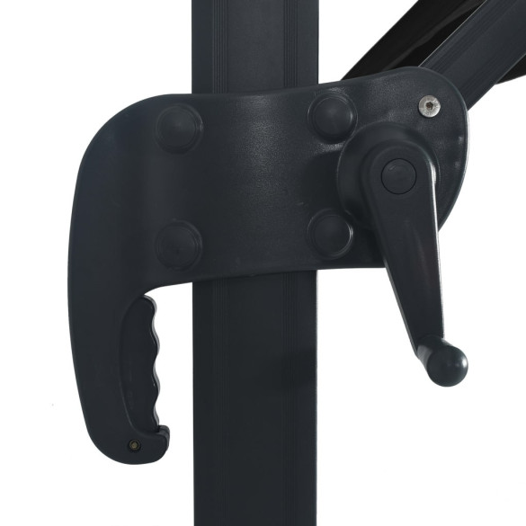 Umbrelă suspendată cu LED și stâlp aluminiu negru 400x300 cm Umbrelă suspendată cu LED și stâlp aluminiu negru 400x300 cm