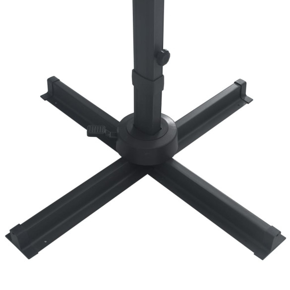 Umbrelă suspendată cu LED și stâlp aluminiu negru 400x300 cm Umbrelă suspendată cu LED și stâlp aluminiu negru 400x300 cm