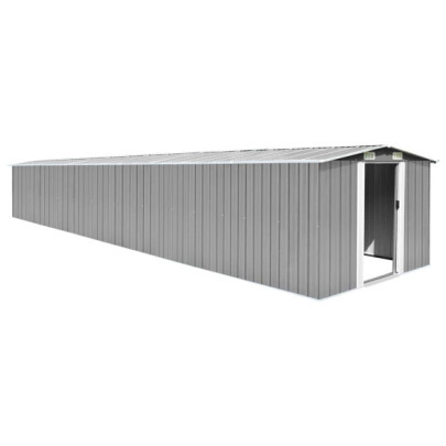 Șopron de grădină - gri - 257x779x181 cm - oțel zincat