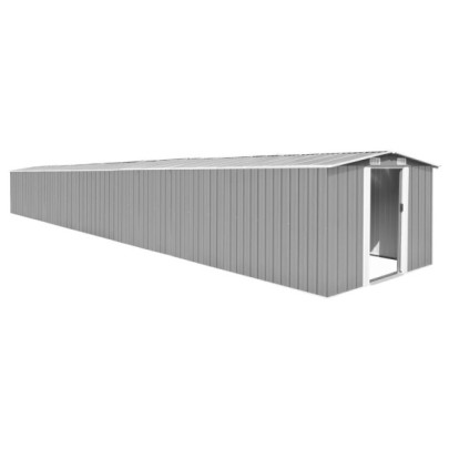 Șopron de grădină - gri - 257x990x181 cm - oțel galvanizat