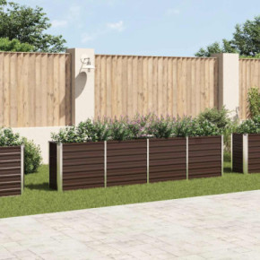 Strat Înălțat Grădină - Oțel Galvanizat, Maro - 320x40x77 cm