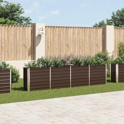 Strat Înălțat Grădină - Oțel Galvanizat, Maro - 320x40x77 cm