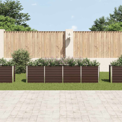 Strat Înălțat Grădină - Oțel Galvanizat, Maro - 320x40x77 cm