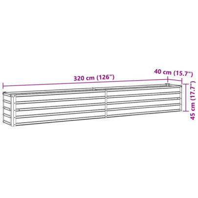 Strat Ridicat Grădină Oțel Galvanizat - 320x40x45 cm