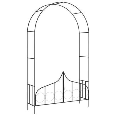 Arcadă de grădină cu poartă - negru - 138 x 40 x 238 cm - fier