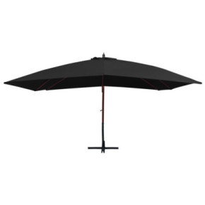 Umbrelă suspendată cu stâlp din lemn - Negru 400x300 cm 2