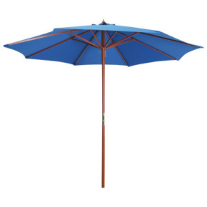 Umbrelă de soare din lemn - Albastru - 300 cm - Livrare gratuită