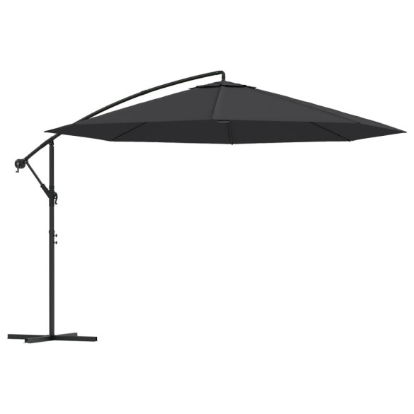 Umbrelă Consolă Grădină Aluminiu Negru 350 cm - Livrare Gratuită
