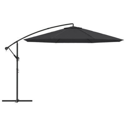 Umbrelă Consolă Grădină Aluminiu Negru 350 cm - Livrare Gratuită