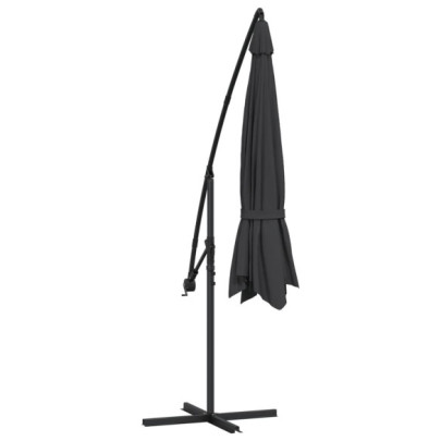 Umbrelă Consolă Grădină Aluminiu Negru 350 cm - Livrare Gratuită