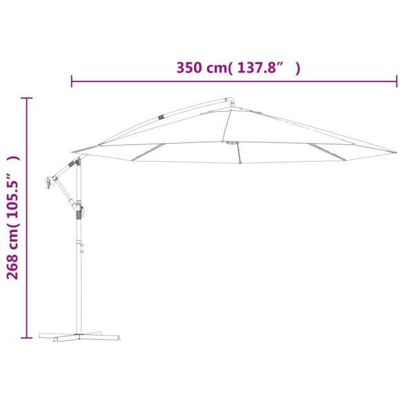 Umbrelă Consolă Grădină Aluminiu Negru 350 cm - Livrare Gratuită
