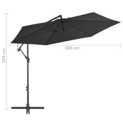 Umbrelă Consolă Grădină Aluminiu 300 cm - Negru