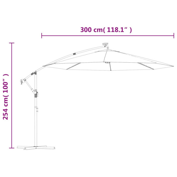 Umbrelă Consolă LED Solară pentru Grădină - 300 cm