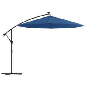 Umbrelă Consolă cu LED și Panou Solar | Azuriu 300 cm 2