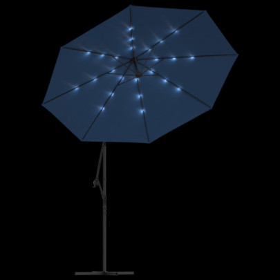 Umbrelă Consolă cu LED și Panou Solar | Azuriu 300 cm