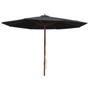 Umbrelă de soare exterior lemn, 350 cm negru - Livrare gratuită
