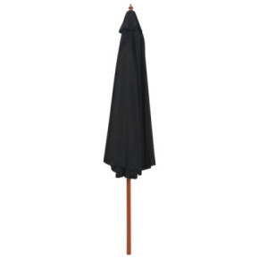 Umbrelă de soare exterior lemn, 350 cm negru - Livrare gratuită 2