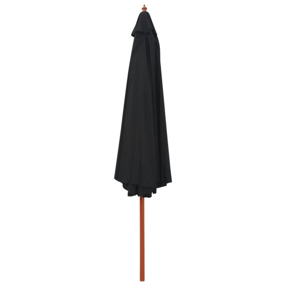 Umbrelă de soare exterior lemn, 350 cm negru - Livrare gratuită