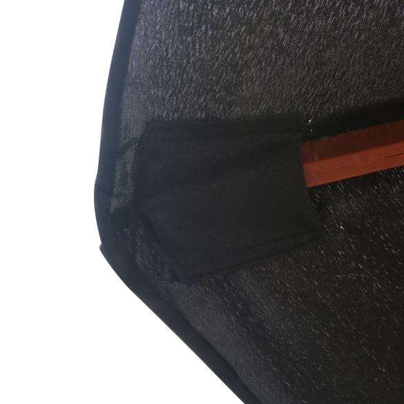 Umbrelă de soare exterior lemn, 350 cm negru - Livrare gratuită