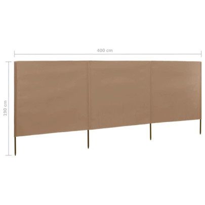 Paravan Anti-Vânt 3 Panouri Gri Taupe 400x160 cm
