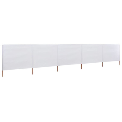 Paravan Anti-Vânt Textil 5 Panouri 600x160 cm Alb