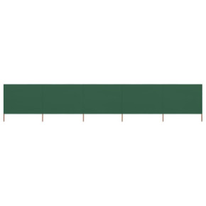 Paravan Anti-Vânt Textil 5 Panouri Verde 600x160 cm