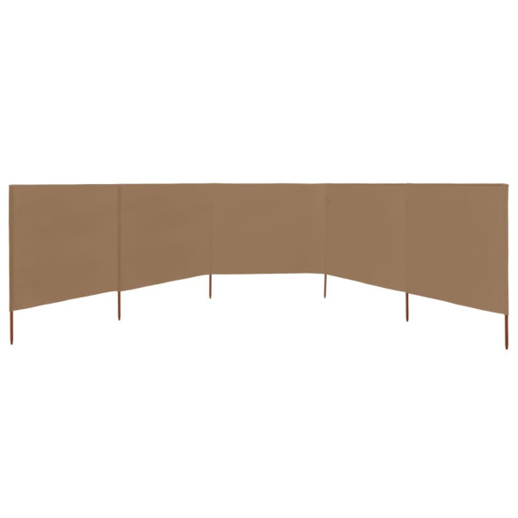 Paravan Anti-Vânt 5 Panouri Textil Gri Taupe 600x160 cm