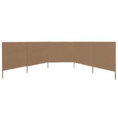 Paravan Anti-Vânt 5 Panouri Textil Gri Taupe 600x160 cm