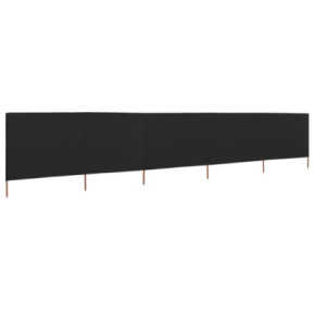 Paravan Anti-Vânt Negru 5 Panouri - 600x160 cm | Textil 2