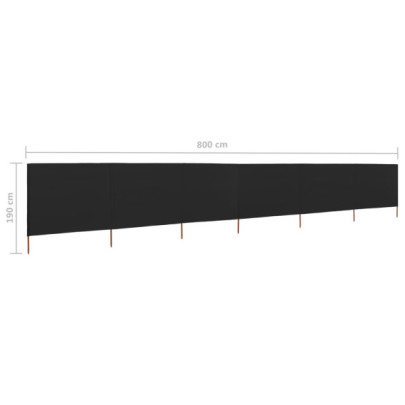 Paravan Anti-Vânt Negru 6 Panouri - 800x160 cm