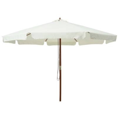 Umbrelă soare lemn 330 cm - Alb nisipiu - Livrare gratuită