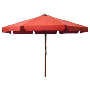 Umbrelă de soare exterior stâlp lemn cărămiziu 330 cm