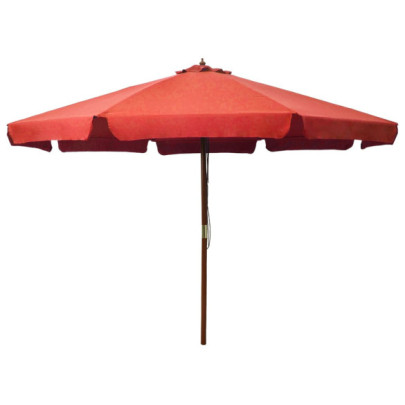 Umbrelă de soare exterior stâlp lemn cărămiziu 330 cm