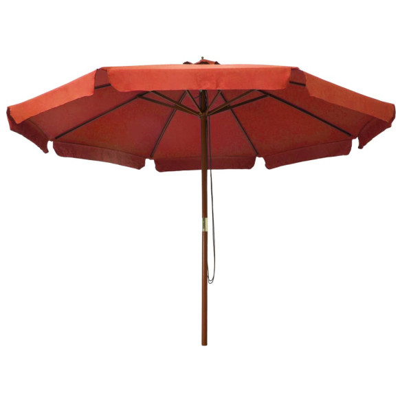 Umbrelă de soare exterior stâlp lemn cărămiziu 330 cm