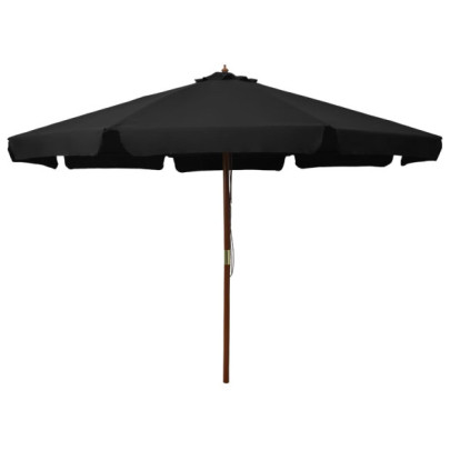 Umbrelă de soare din lemn, 330 cm - Negru | Livrare Gratuită
