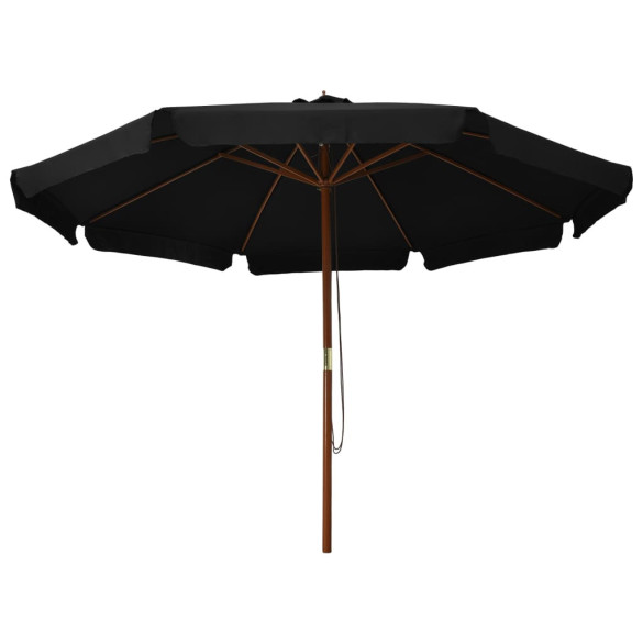 Umbrelă de soare din lemn, 330 cm - Negru | Livrare Gratuită