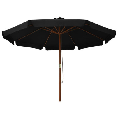 Umbrelă de soare din lemn, 330 cm - Negru | Livrare Gratuită
