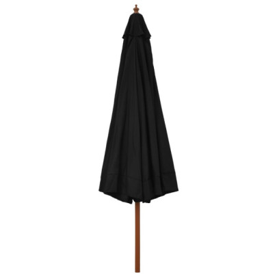 Umbrelă de soare din lemn, 330 cm - Negru | Livrare Gratuită