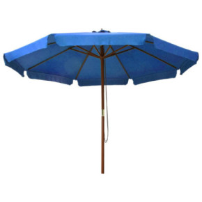Umbrelă de soare exterior stâlp lemn - Azuriu 330 cm 2