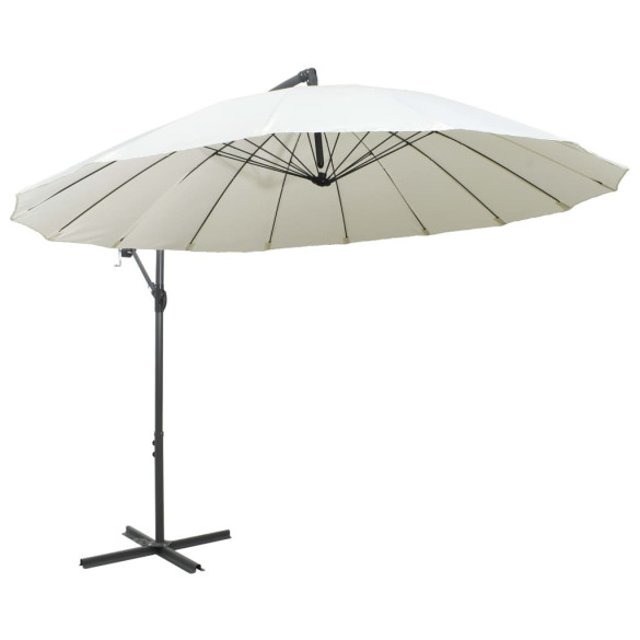 Umbrelă suspendată albă 3m cu stâlp aluminiu | Livrare gratuită Umbrelă suspendată albă 3m cu stâlp aluminiu | Livrare gratuită